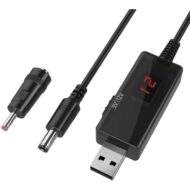 کابل تبدیل USB به DC افزاینده ولتاژ 5 به 9 و 12 ولت نمایشگر‌دار